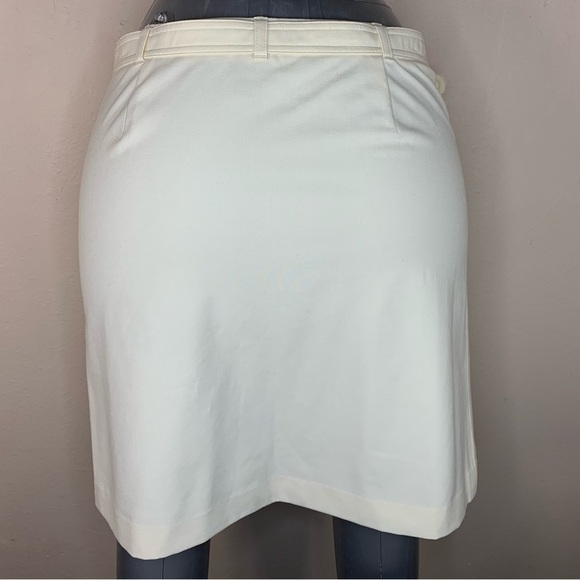 Size 6 The Limited Ivory White Pencil Skirt Stretch Y2k Belted Coastal Neutral - Picture 3 of 6